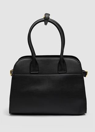 Сумка medium black leather tote bag 3