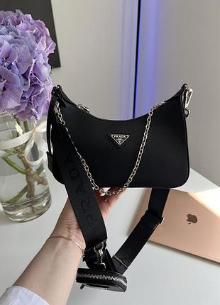 Сумка re-edition 2005 saffiano leather bag black