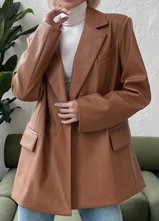 Піджак, жакет "prettylittlething" з м'якої екошкіри 💗 розмір м (можна і на s, xs)