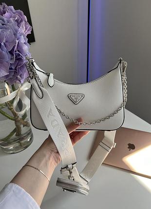 Сумка re-edition 2005 saffiano leather bag white