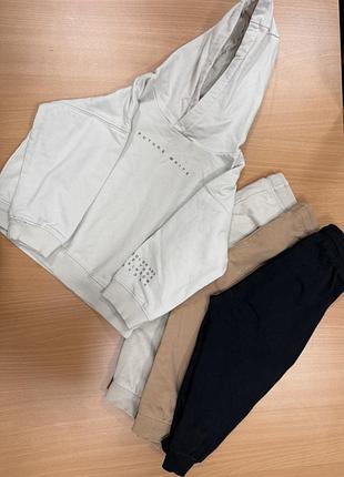 Костюм для хлопчиків h&m худі та штани, бежевий, чорний