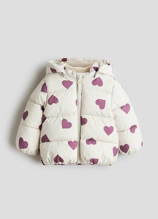 Куртка для дівчинки h&m з сердечками 86-104