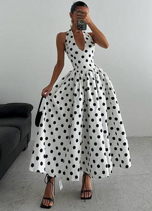 Распродажа платье prettylittlething натуральное мидакси горох
