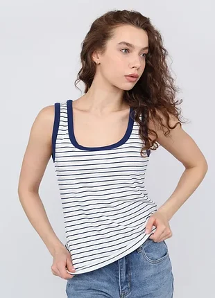 Майка жіноча tu в смужку біла з синім l-xl