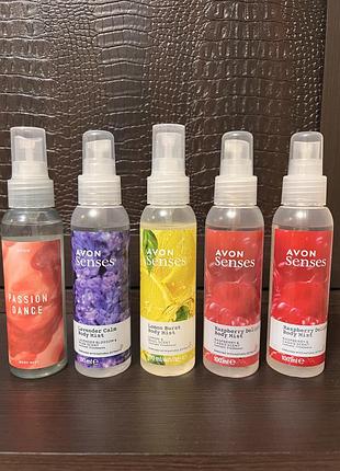Спрей avon, avon senses, спрей passion dance, жіночий спрей avon малина, лимон, лаванда