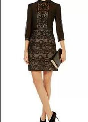 Чорна фірмова сукня з мереживом/ xs/ brend karen millen