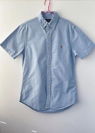 Оригінальна чоловіча сорочка з коротким рукавом ralph lauren slim fit oxford (розмір s)