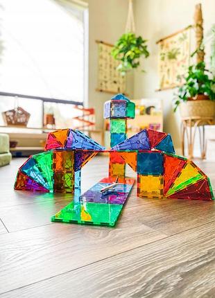 Класичний набір 100 магнітних кубиків el magna tiles конструктор прозорого кольору magna-tiles