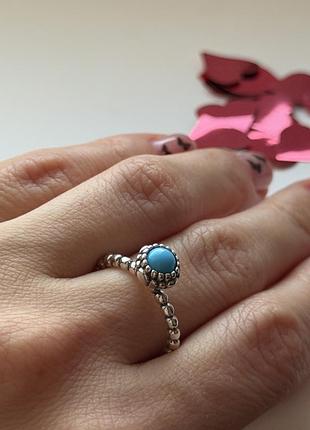 Колечко pandora з бірюзою 16.5 см
