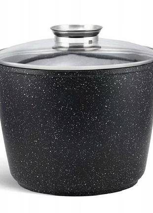 Великий мармуровий глибокий каструля з кришкою для розсолу високий xxl 32см / 15л