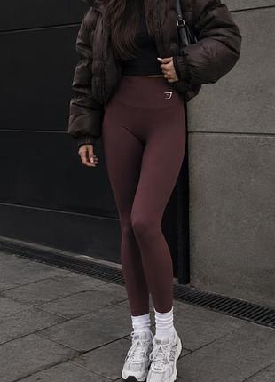 Gymshark s лосіни легінси жіночі спортивні для gym фітнесу бігу й повсякденного образу | бордові