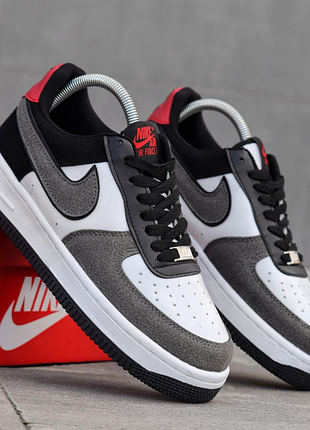 Мужские кроссовки nike air force 1 low черно белые качественные кроссы на весну осень найк аир форс лоу