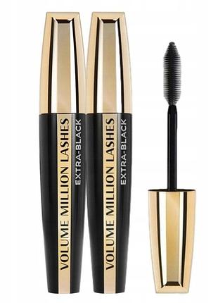 Набір туш для вій l'oréal paris volume million lashes extra black 2x9,2 мл