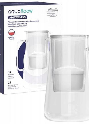 Фільтрувальний глечик aquafloow maxiglass 3л + фільтр для води maxi
