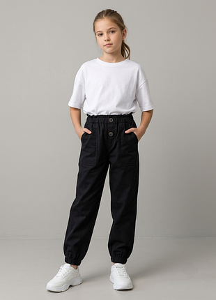 Базовые черные брюки-джоггеры zara для девочки | размер 140 (9-10 лет)