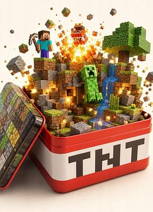 Конструктор minecraft 300 ел 2 фігурки великі коробка подарунок для дітей