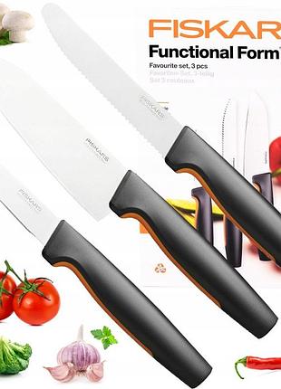 Ніж fiskars комплект 3 шт ніж для чищення овочів фруктів кухарський