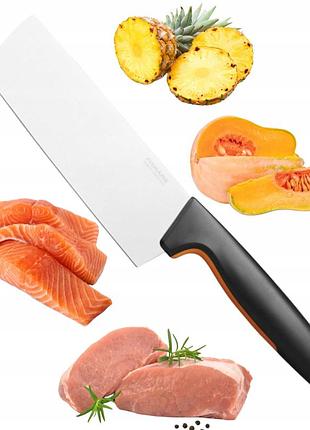 Ніж fiskars santoku для нарізання азіатський преміум кухонний гострий міцний 16 см