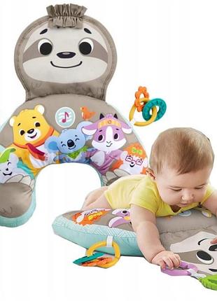 Fisher price музична сенсорна подушка "лінивець" для малюка +0 міс