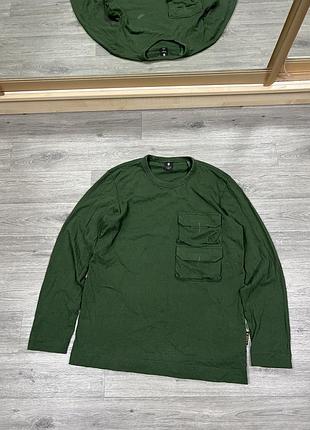 Мужской лонгслив g-star raw pocket t-shirt green карго футболка с длинным рукавом оригинал хаки зеленая кофта с карманом милитари джемпер l