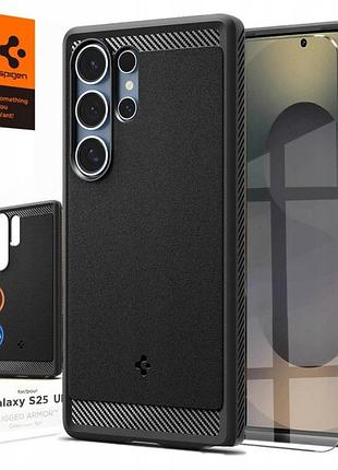 Чохол для galaxy s25 ultra spigen rugged armor для magsafe + скло на екран