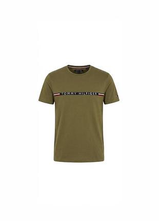 🔥 фірмова оливкова/хакі футболка tommy hilfiger (оригінал) з логотипом, розмір s-m, ідеальний стан