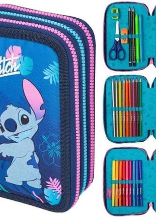 Трьохкоморний розкладний пенал coolpack з комплектом lilo і stitch