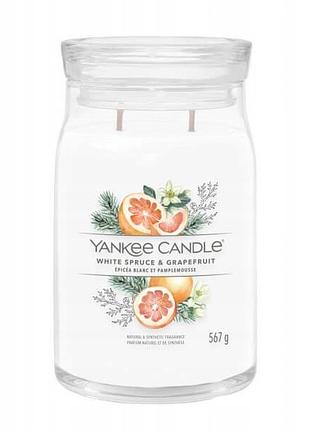 Yankee candle signature велика свічка white spruce & grapefruit (біла ялиця та грейпфрут)