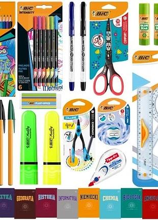 Набір для школи bic для 5-8 класів: олівці зошити кольорові олівці ручки +