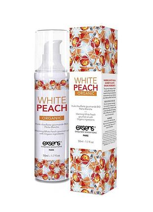 Массажное масло exsens organic white peach 50 мл разогревающее, без сахара, без парабенов, съедобное