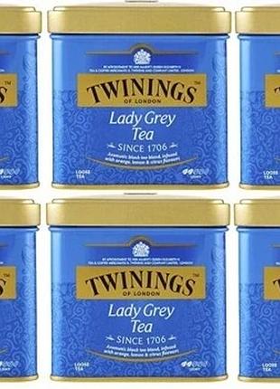 Набір 6 штук чорний чай листовий twinings lady grey 100 г