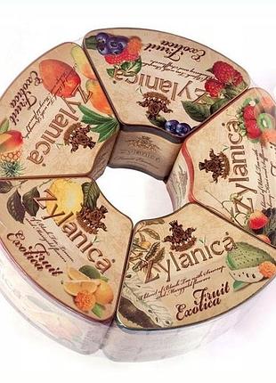 Zylanica fruit exotica 5x100g чорний листовий чай 5 смаків у банці