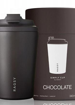 Термокружка simply cup з керамічним внутрішнім покриттям 340 мл шоколад