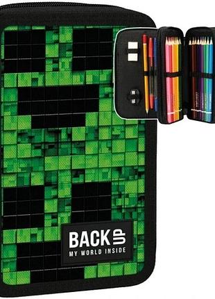 Minecraft триповерховий пенал backup з комплектацією для геймінгу ігри в пікселях 3 шт.