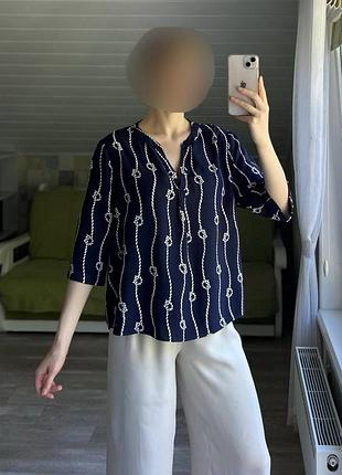 Tommy hilfiger рубашка з віскози 100% принт з морськими вузлами