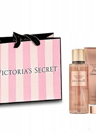 Набір victoria's secret bare vanilla спрей для тіла лосьйон сумочка подарунковий