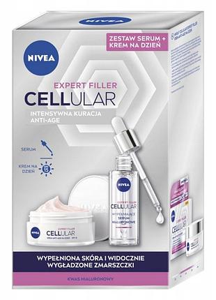Набір nivea cellular expert filler крем для обличчя денний і сироватка