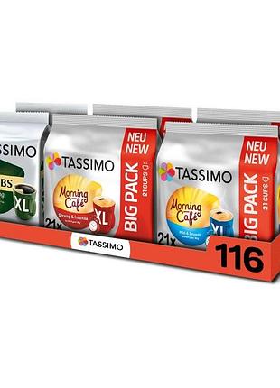 Капсули tassimo megapack xxl чорної кави 5+1 упаковка [116 кав]
