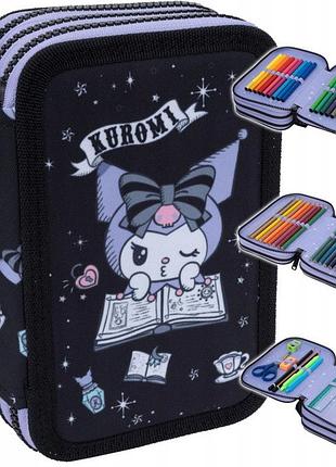 Пенал coolpack cp трьохсекційний з наповненням для дівчинки kuromi