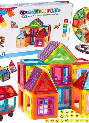 Больші 3d магнітні конструкторські блоки magnetic tiles набір 70 елементів