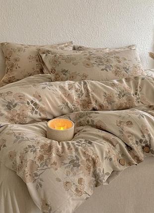 Постельное белье евро из хлопка с текстурою льна colorful home print 2 22088