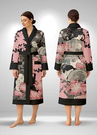 Кимоно женское из плюшевого велюра sakura 29478 xl