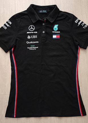 Mercedes amg petronas f1 спортивная тенниска поло футболка женская гоночная цвет черный размер l
