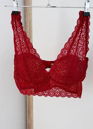 Вишуканний мереживний бюстгальтер червоний intimissimi eleonora 80 с