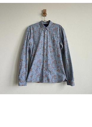Чоловіча сорочка scotch & soda amsterdams blauw «wheel of fortune» блакитна, розмір l