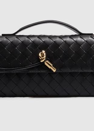 Клатч жіночий bottega veneta andiamo чорний шкіряний