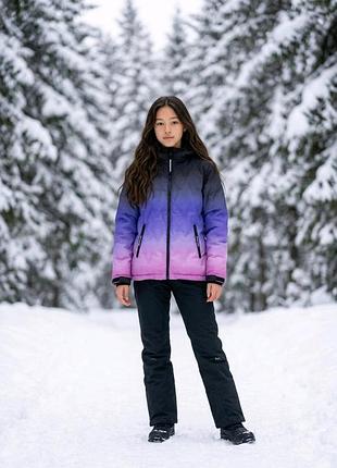 Подростковая зимняя куртка с эффектом омбре для девушки 158-164, 13-14 лет