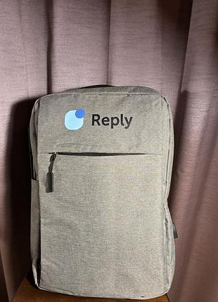 Рюкзак reply сірий з usb портом
