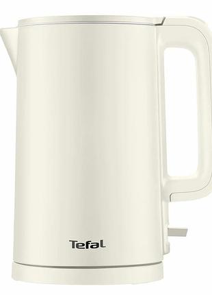 Электрочайник tefal thermo protect, 1.5 л, пластик, нержавеющая сталь, светло-бежевый