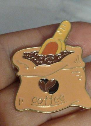 Брошь брошка пин значок металл зерна кофе coffee